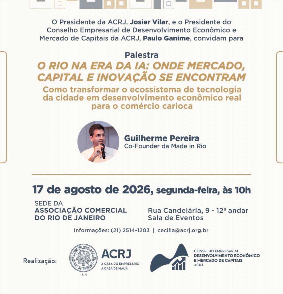 Imagem oficial do evento Debate sobre “O Rio na era da IA: onde mercado, capital e inovação se encontram”