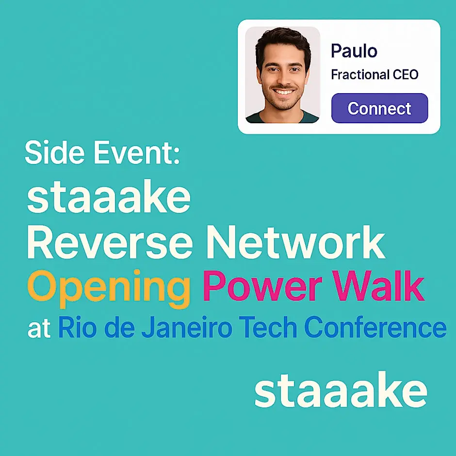 Imagem oficial do evento staaake Reverse Network Opening Power Walk @ Rio Tech Conference
