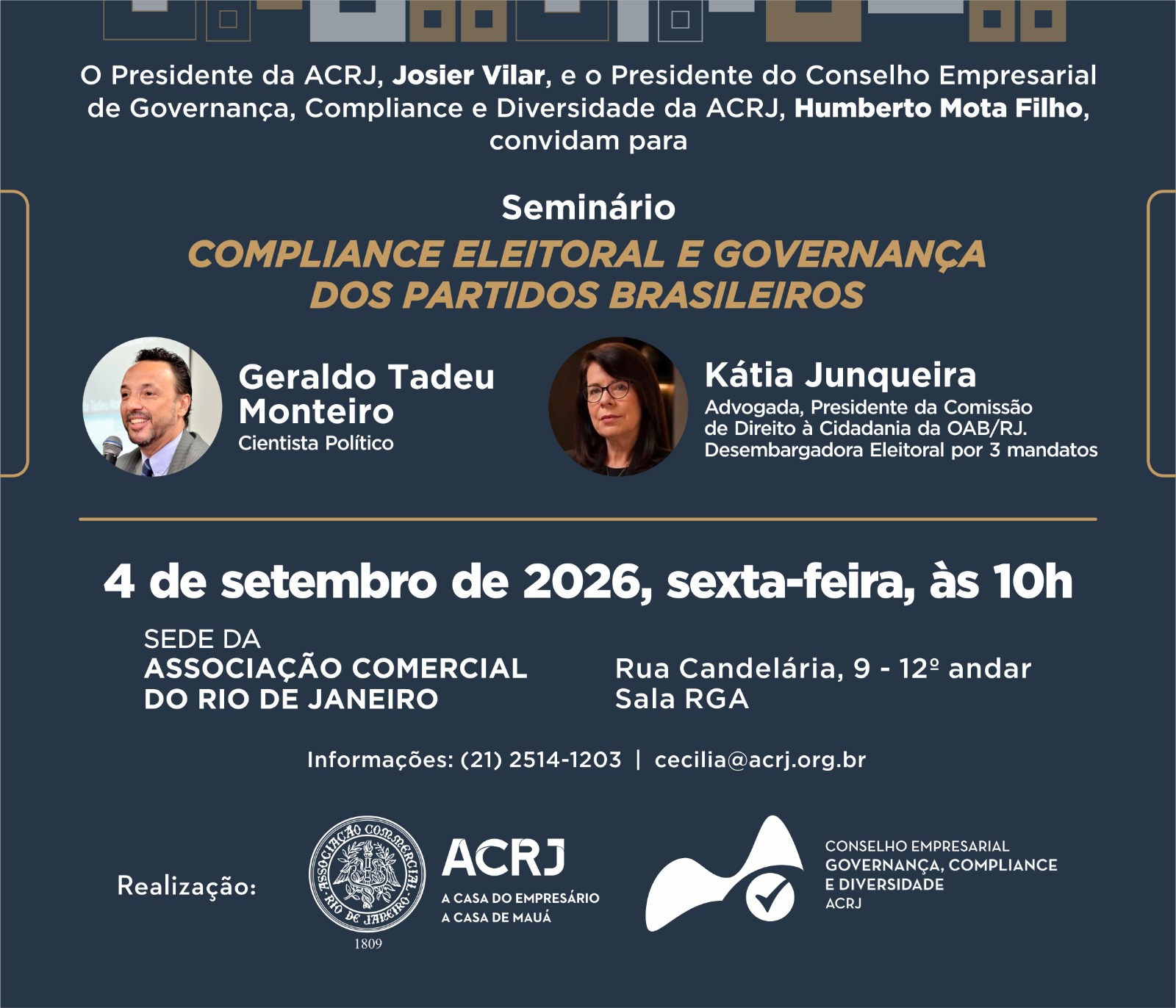 Imagem oficial do evento Seminário: Compliance Eleitoral e Governança dos Partidos Brasileiros
